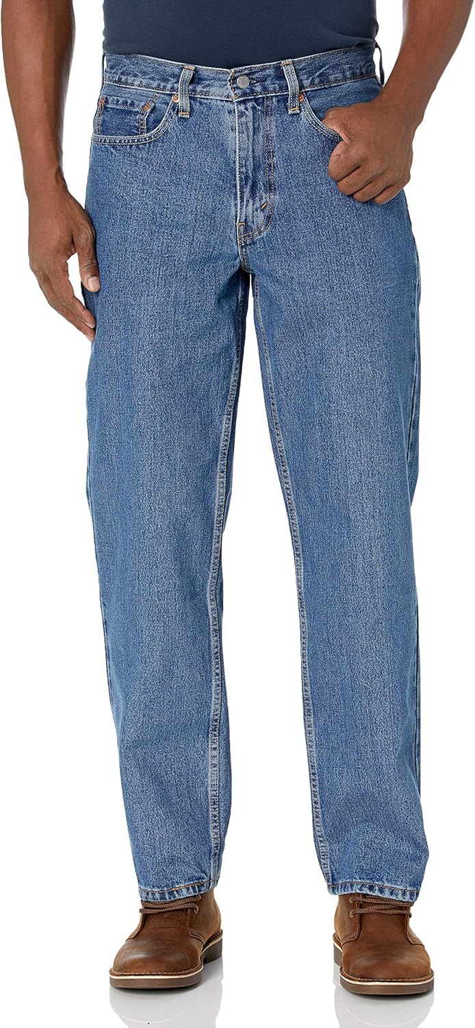 Mens Relaxed Fit Medium Stonewash Jeans O96506