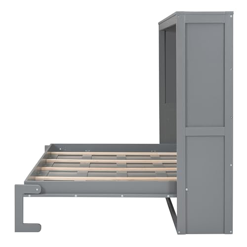 Gray Queen Solid Wood Murphy Cabinet Bed J80499
