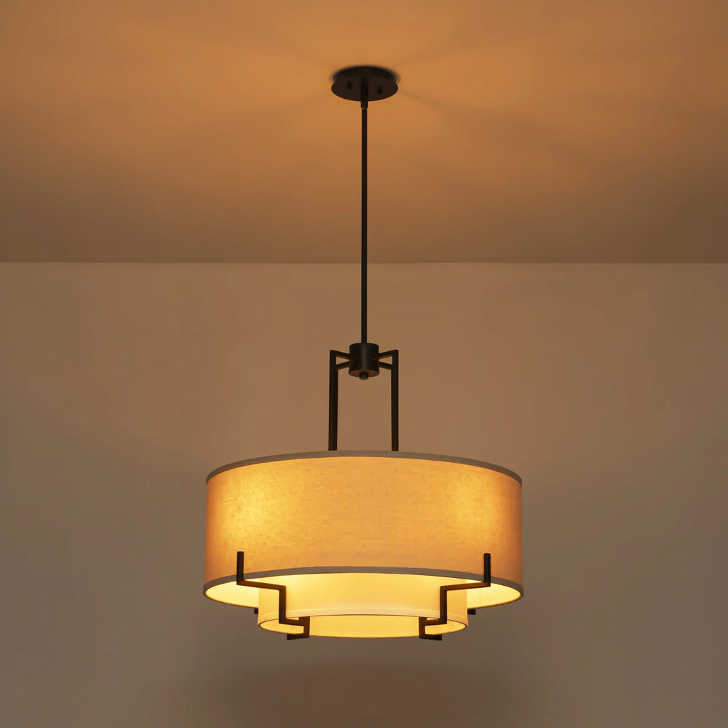 4-Light Dimmable Fabric Drum Shaded Chandelier H3391