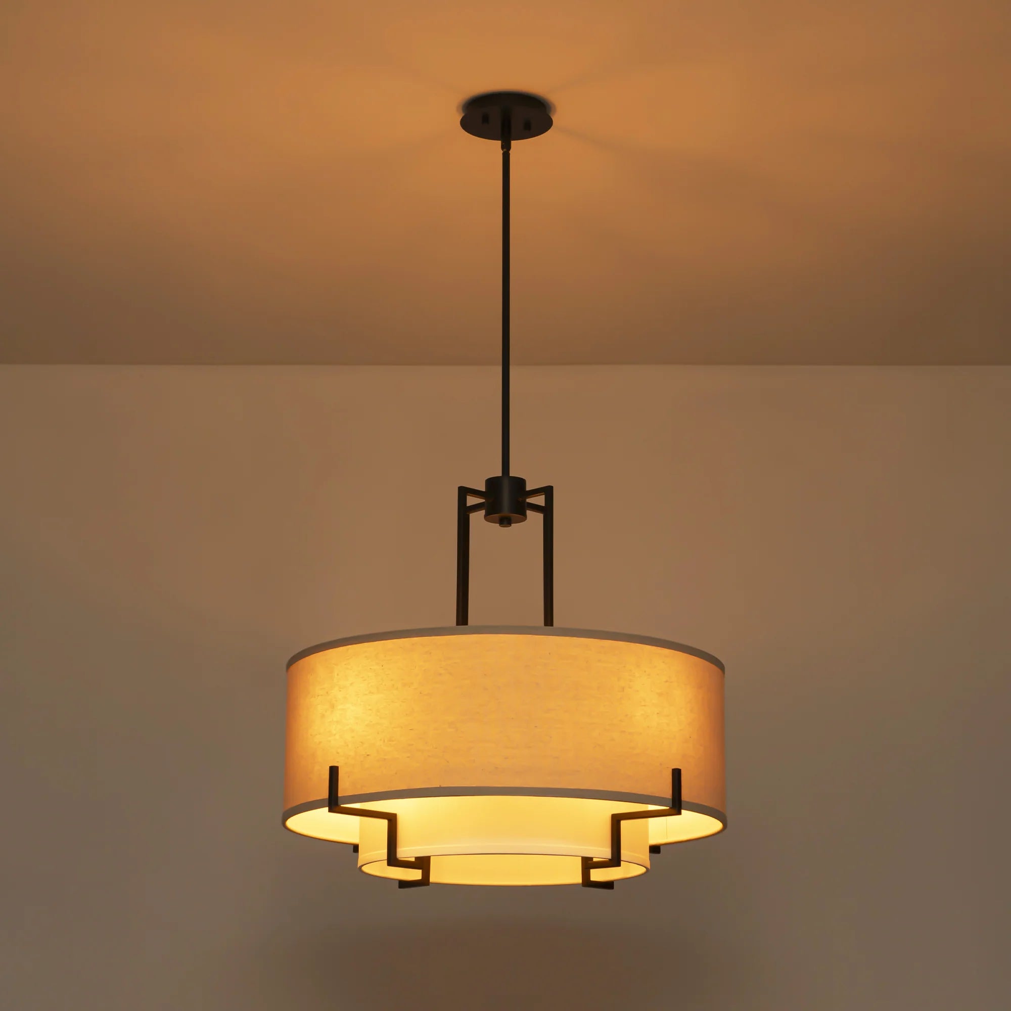 4-Light Dimmable Fabric Drum Shaded Chandelier H3391