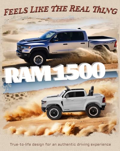 12V Licensed Ram 1500 Ride on Toy with Parent Remote Control (Black) Q92856