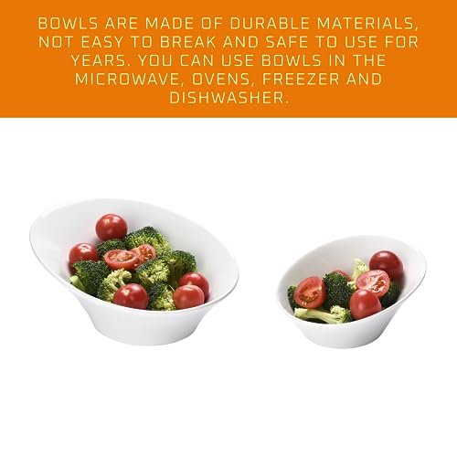 White Ceramic Porcelain Salad Bowls Set of 2 B982086