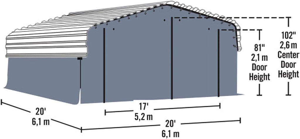 20 x 20 ft. Fabric Carport Enclosure Kit B8919