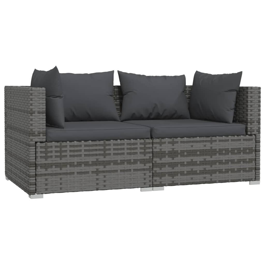 3 Piece Gray Poly Rattan Corner Sofa Set with Cushions X5815