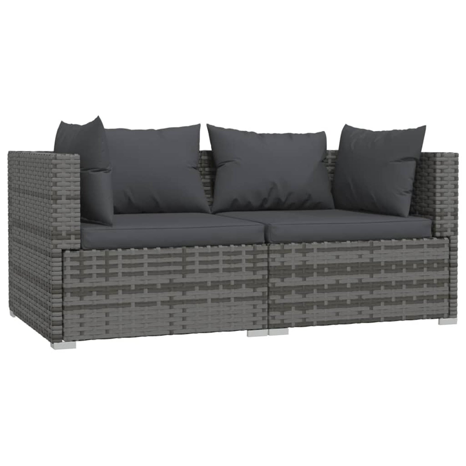 3 Piece Gray Poly Rattan Corner Sofa Set with Cushions X5815