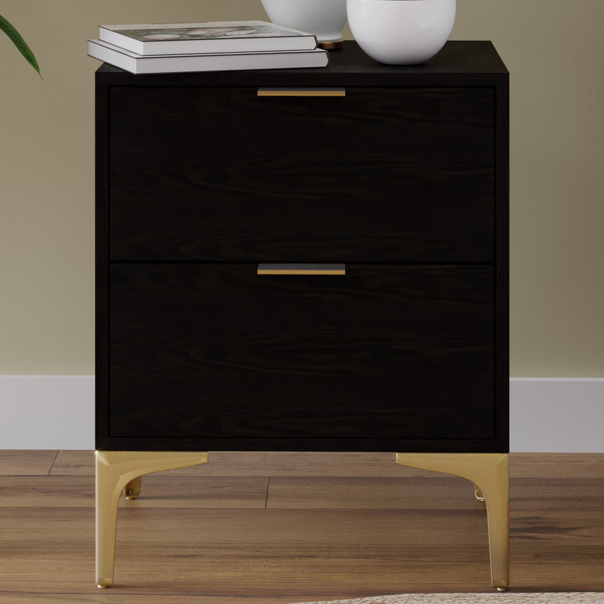 Charcoal Nightstand with 2 Storage Drawers R310