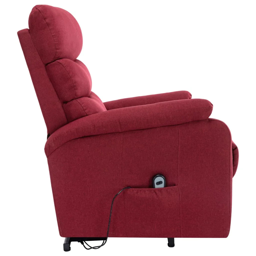 Wine Red Fabric Power Lift Massage Recliner W533735