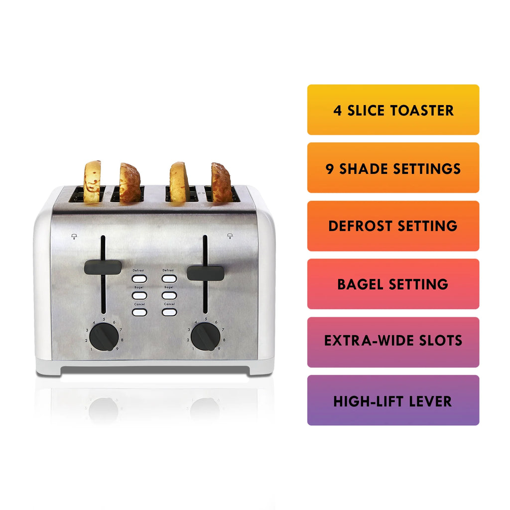 4-Slice Stainless Steel Toaster with Dual Controls Y3669