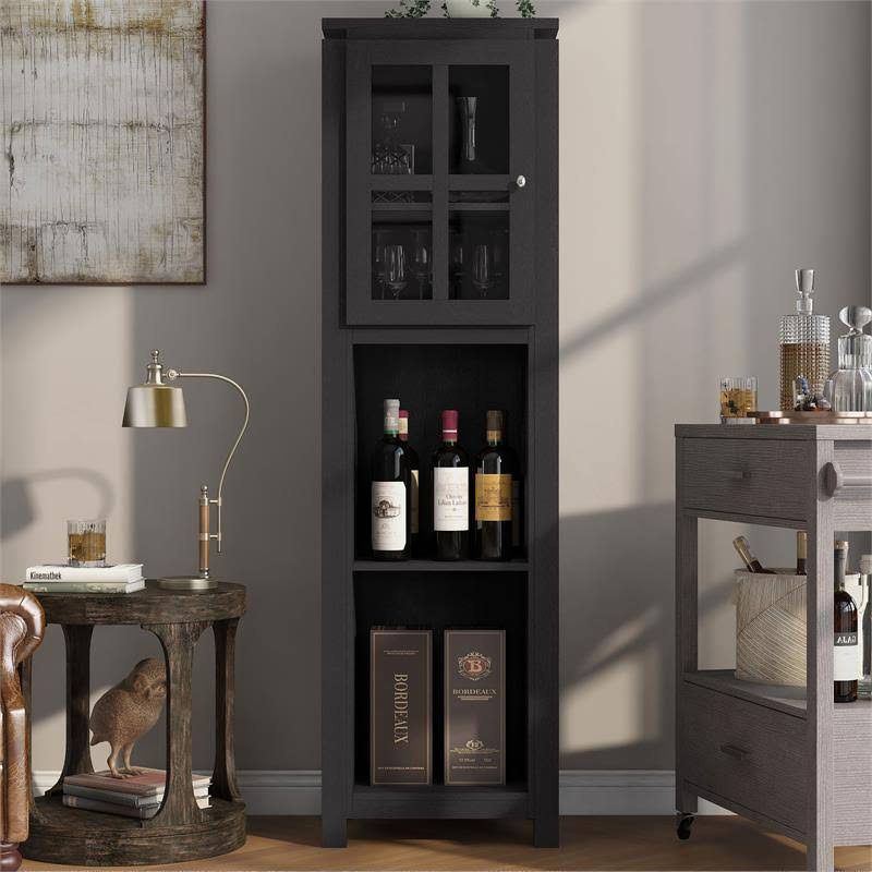 Black 4-Shelf Tower Cabinet P597