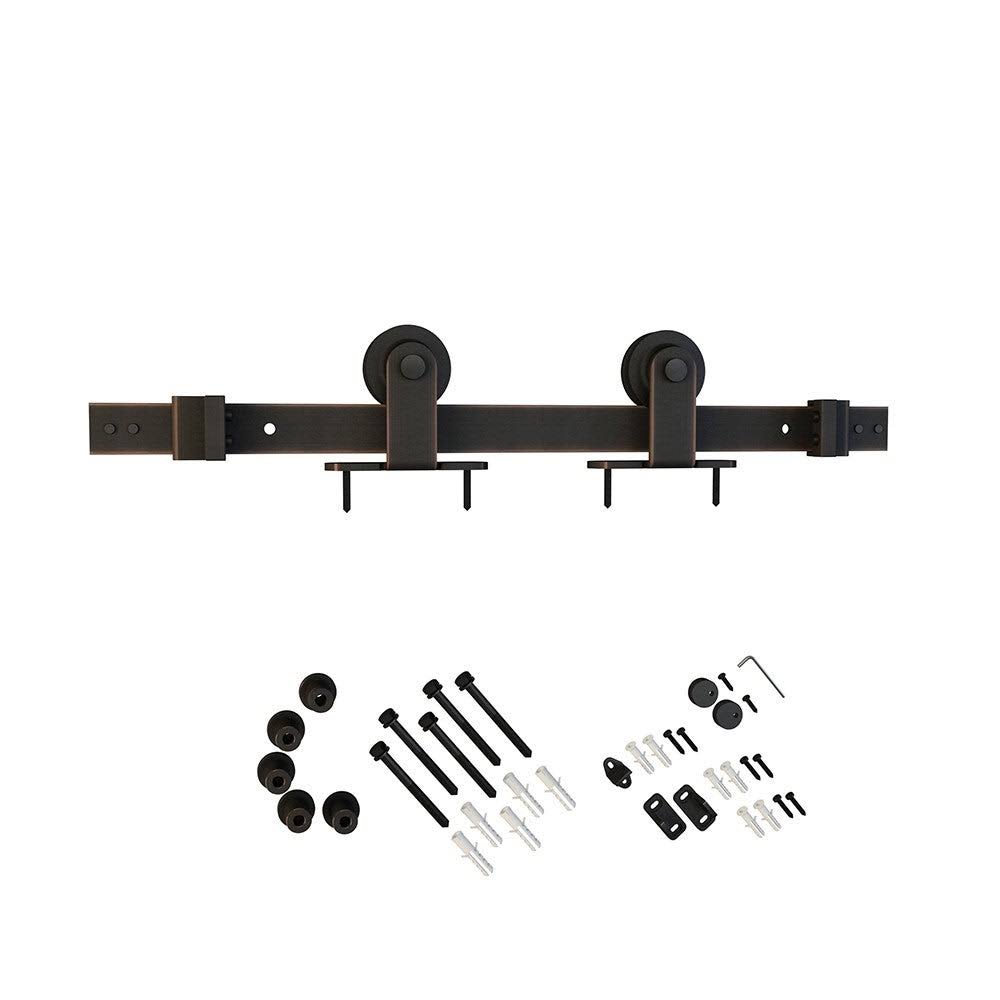 Sliding Barn Door Track and Fitting Set Satin Nickel H419