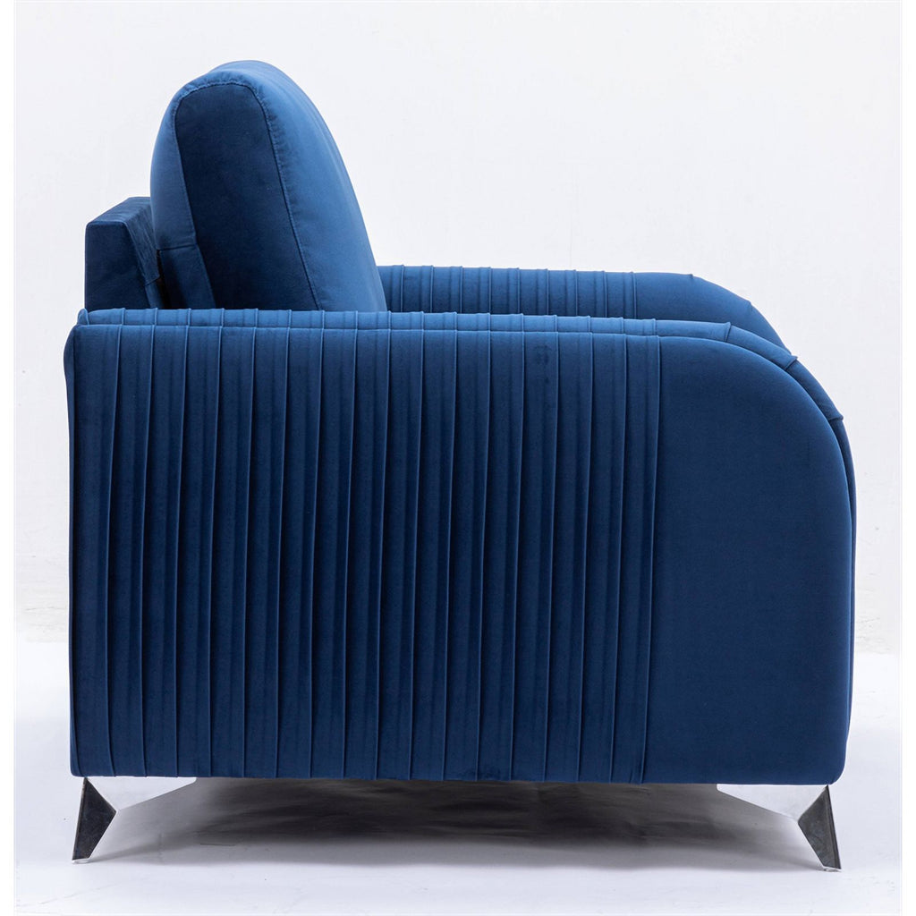 Blue Velvet Upholstered Wooden Frame Sofa N8180