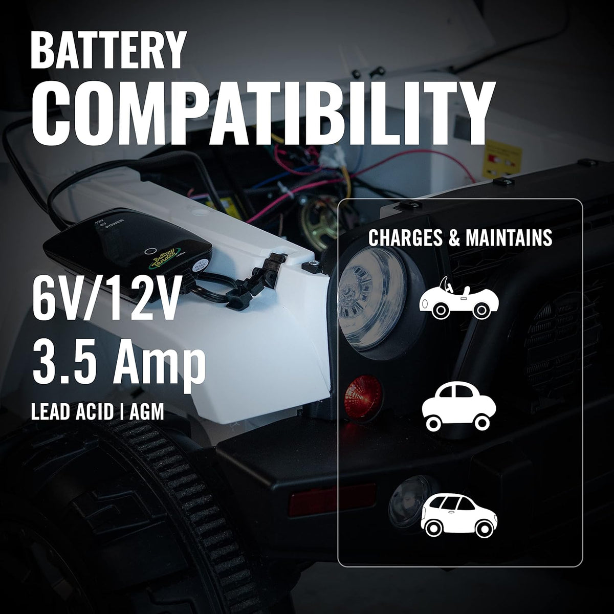 6V and 12V Battery Charger for Ride On Toys, 3.5 AMP, Pack of 2 D31169