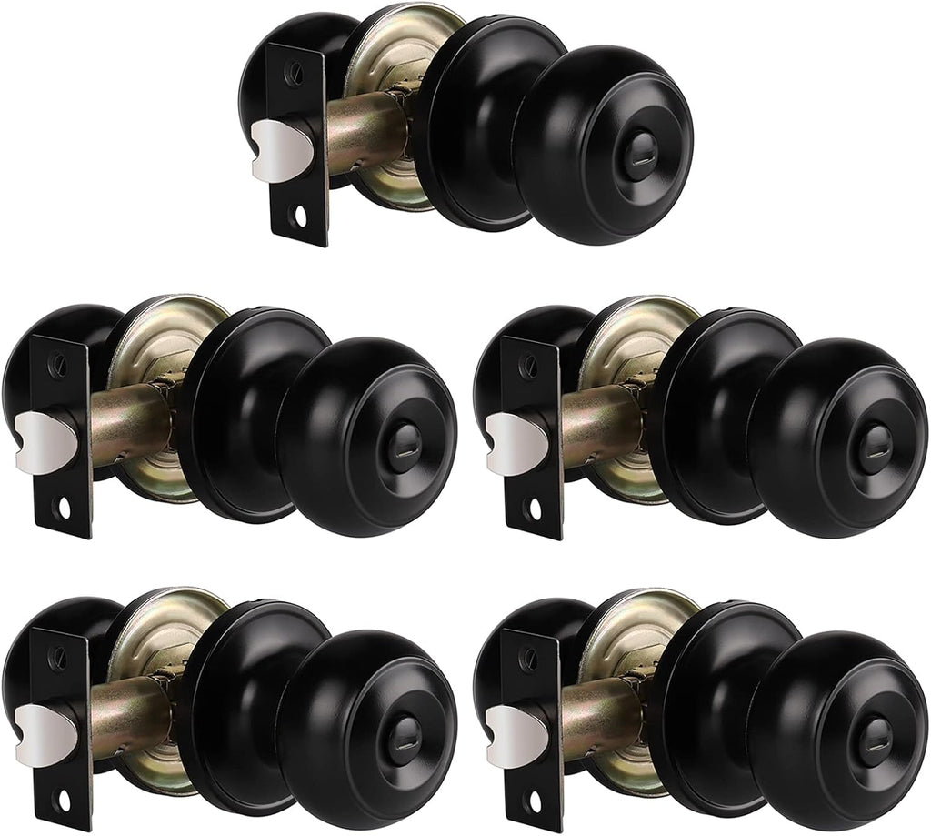 Black Matte Privacy Door Knobs, Thumb Turn Locking, 10 Pack C8905