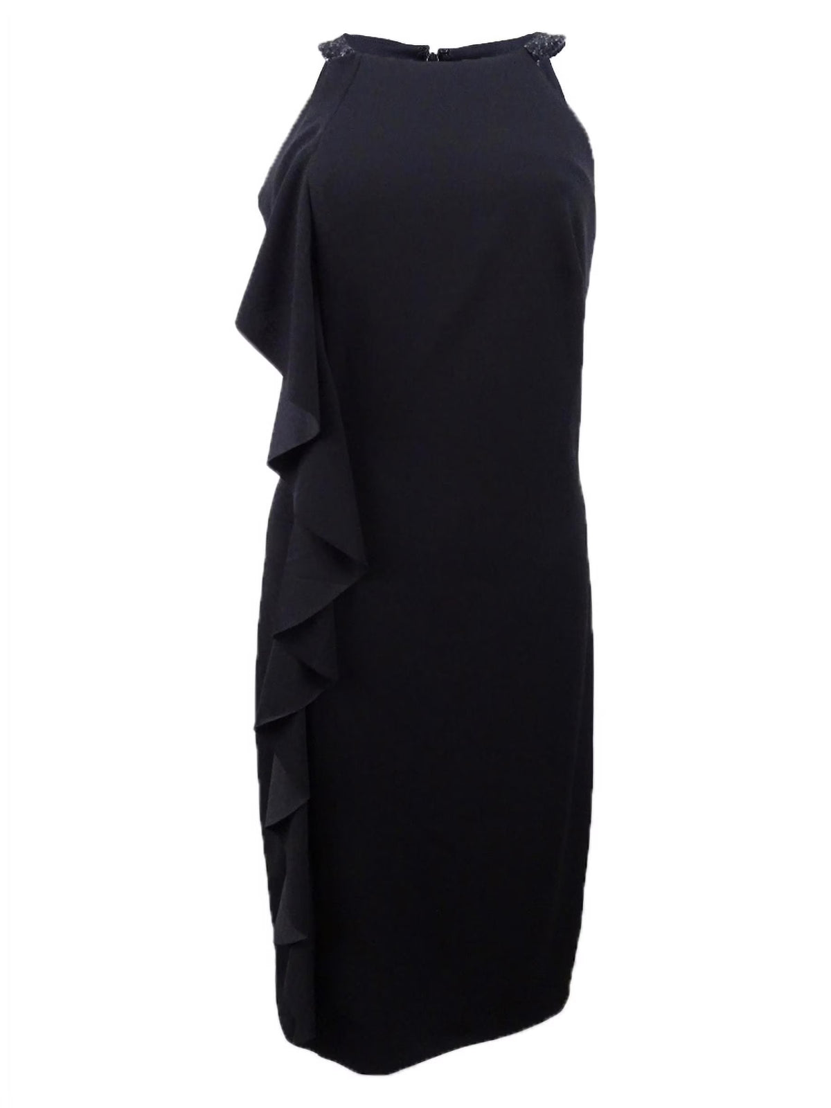 Black Ruffled Halter Dress K4655