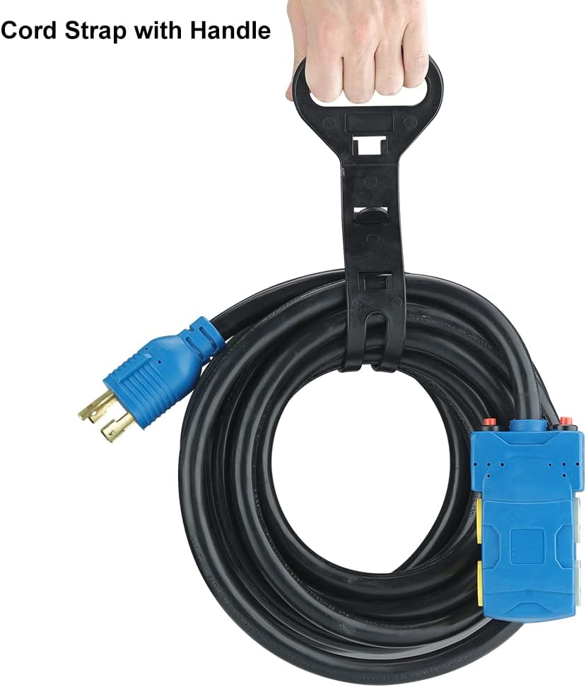 25 Feet 30 Amp 10 Gauge 4 Prong Generator Extension Cord 125/250V 7500W Pack of 2 L296279