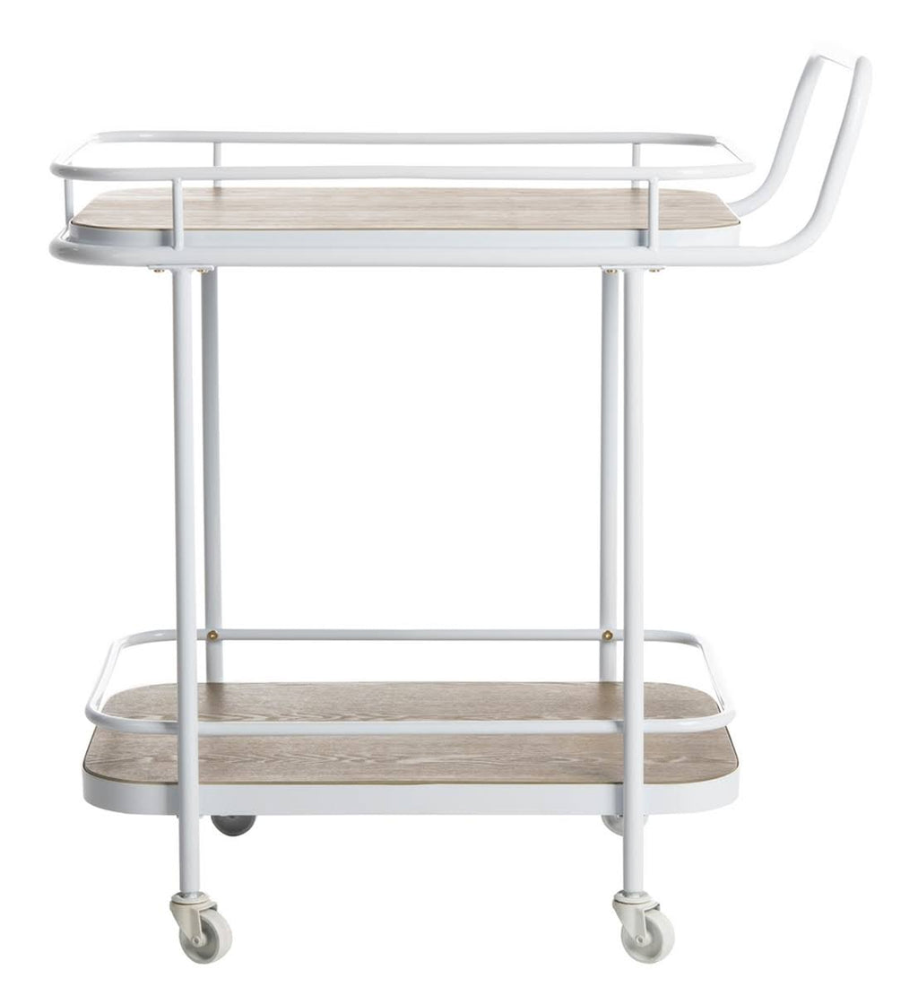Rustic Oak White 2 Tier Rectangle Bar Cart P166288