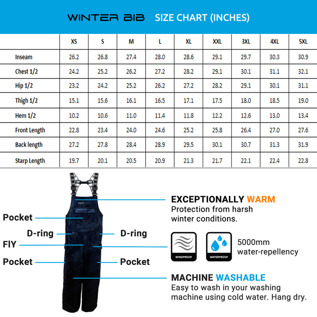 Dark Camo Waterproof Winter Fishing Bib Overalls K369