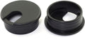 Black Plastic Desk Cable Grommets Pack of 2 C63035