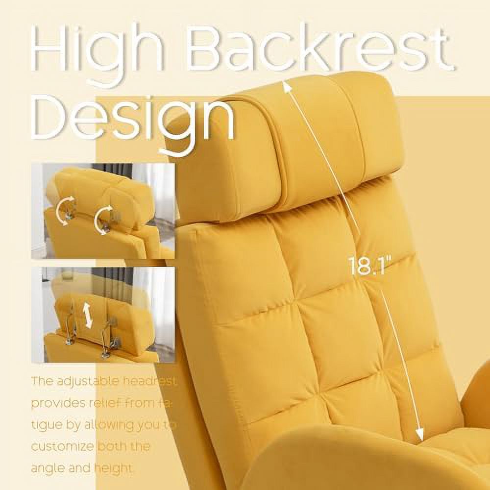 Yellow Velvet Accent Chair with Ottoman R806395