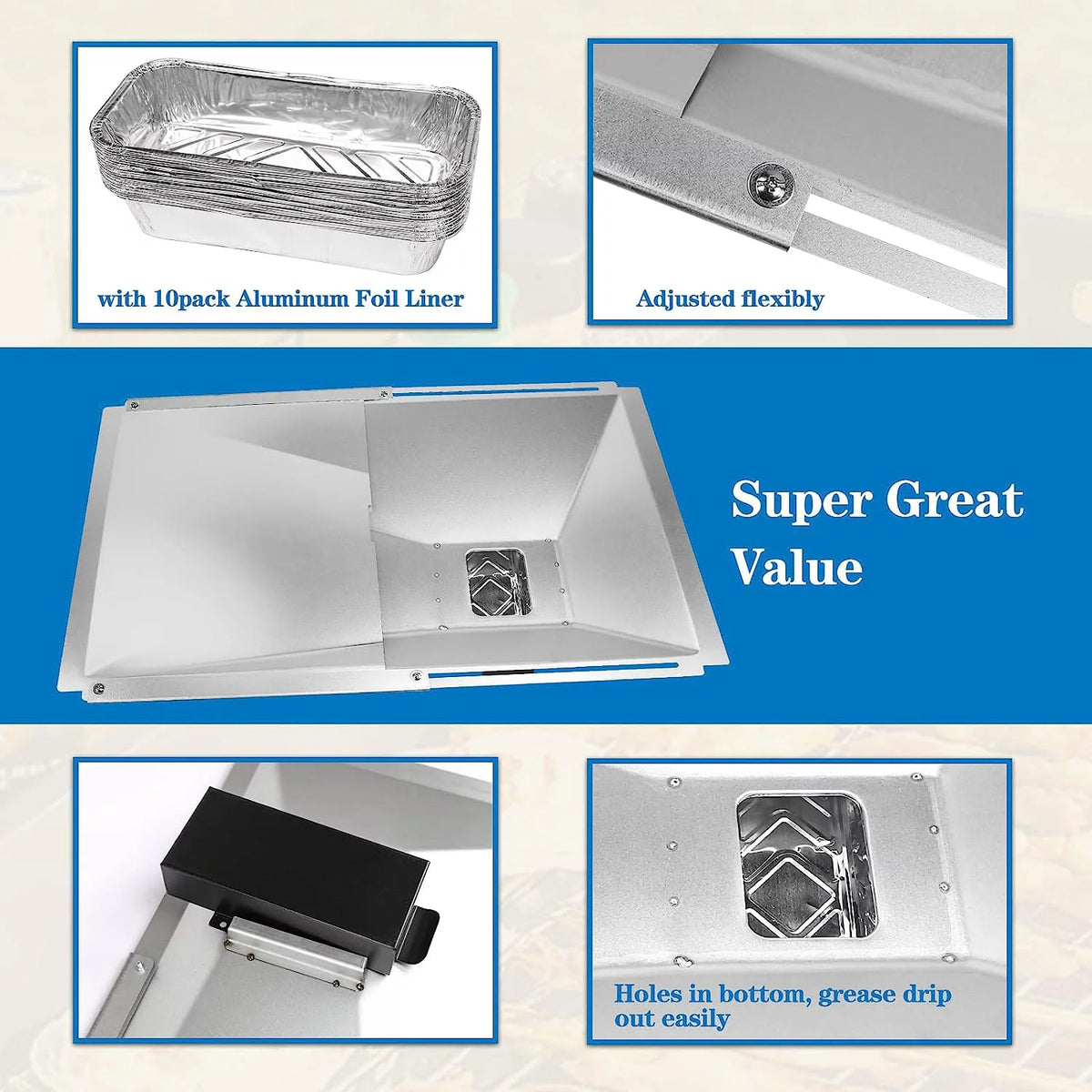 10 Pcs Aluminum Drip Tray Pan for Gas Grill Q3889