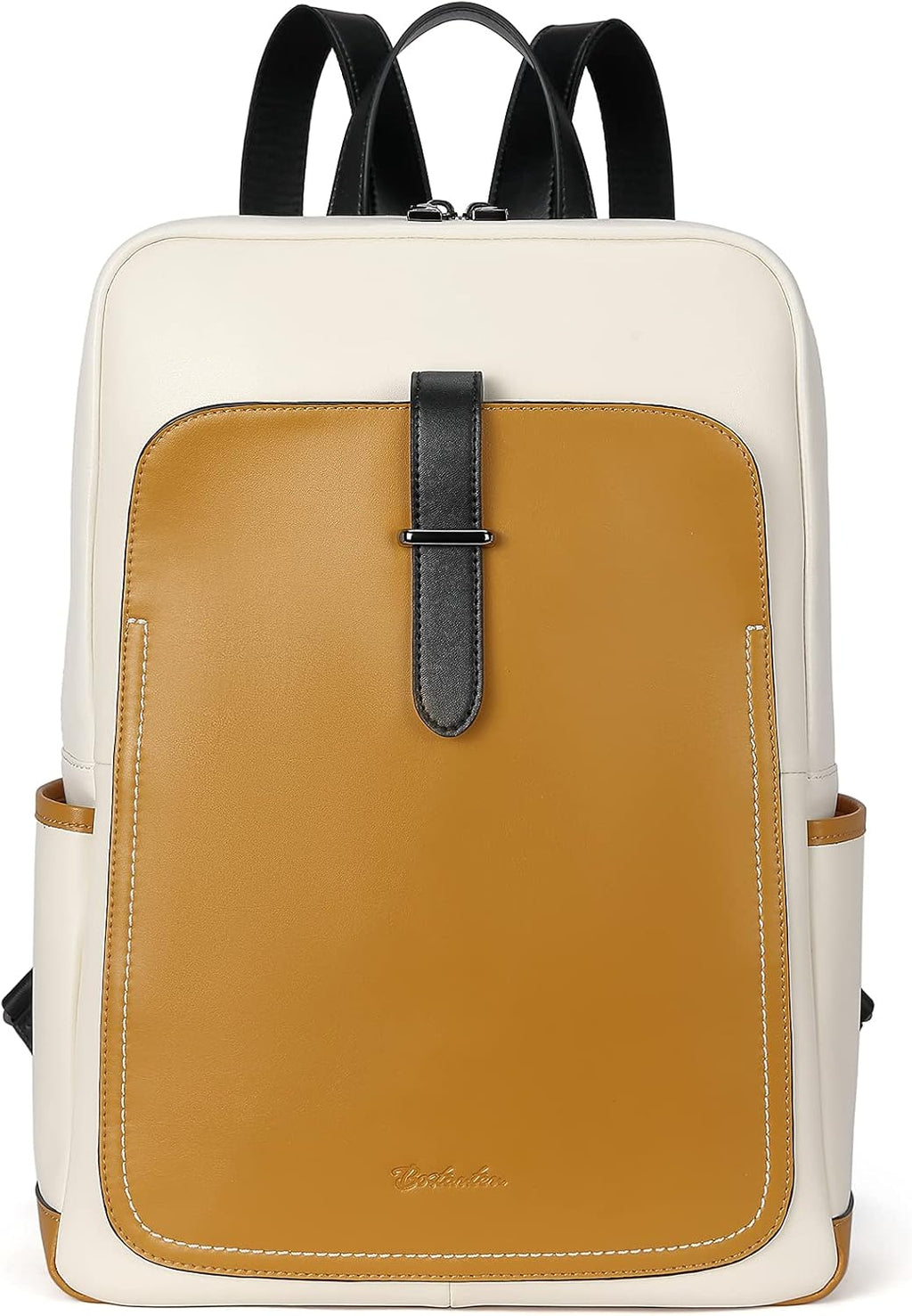 Black Leather Laptop Backpack 15.6 inch B4208