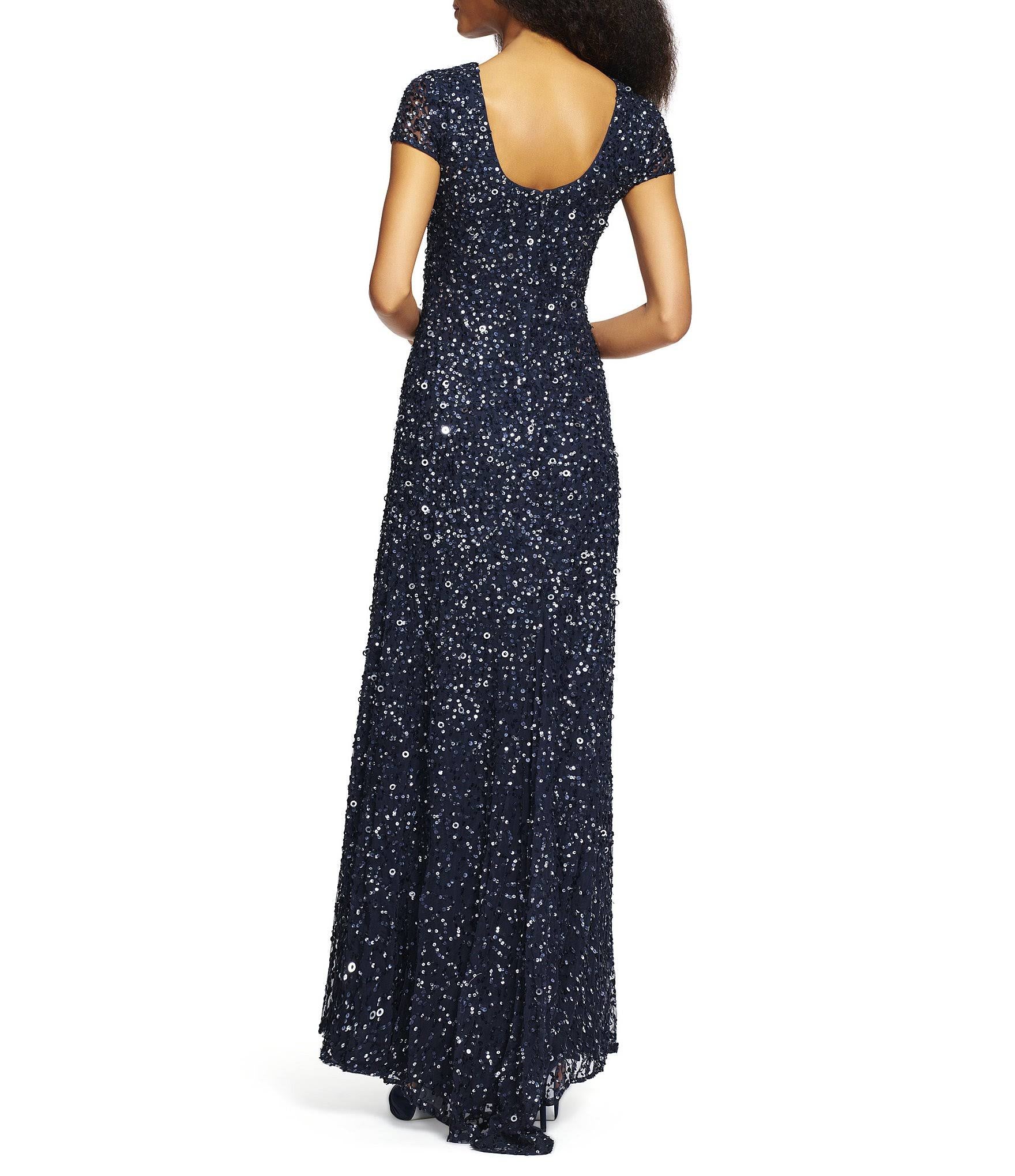 Blush Scoop Back Sequin Gown I7781
