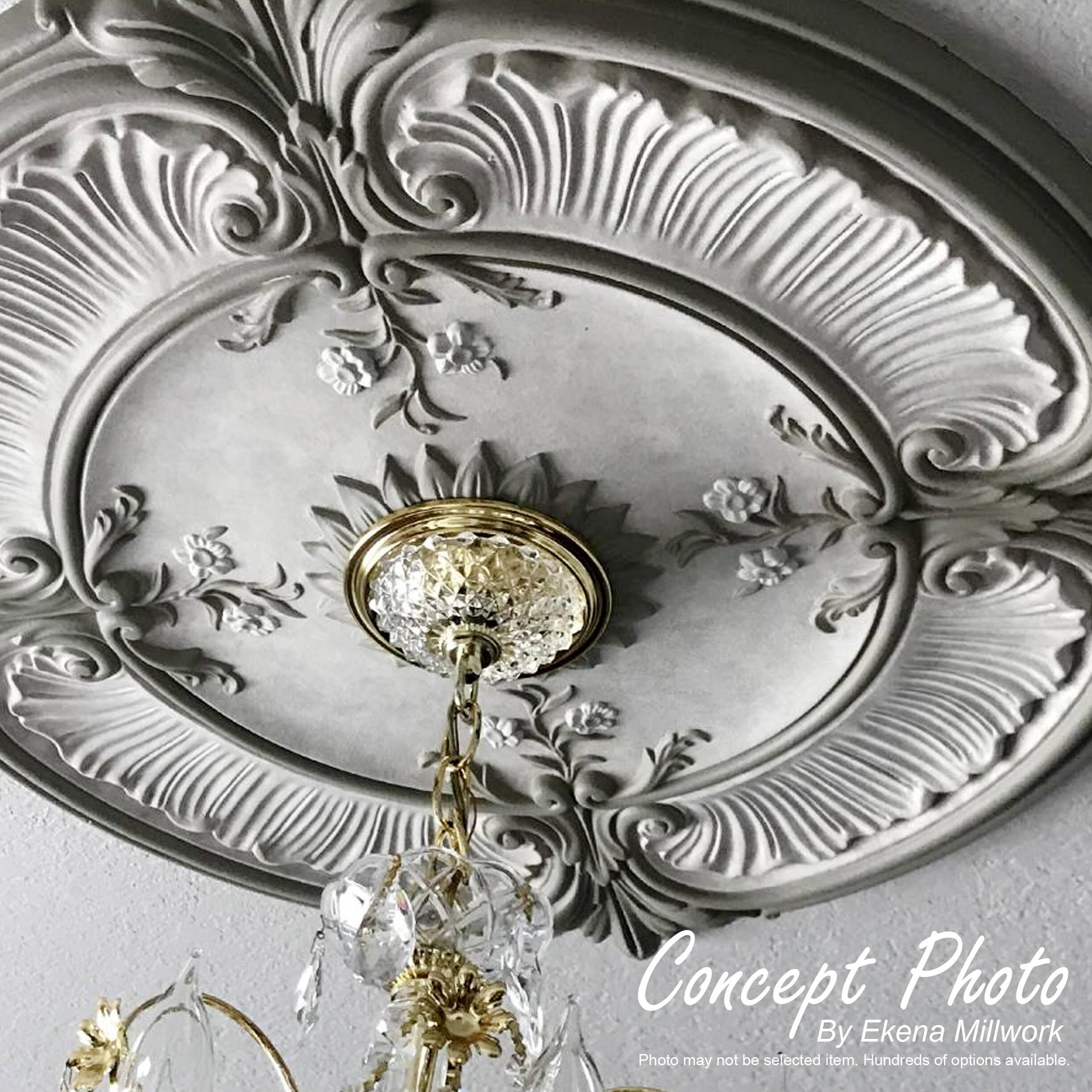 24 3/4x22OD x 3 1/4x22ID x 1 7/8x22P Ceiling Medallion (warm Silver) S578