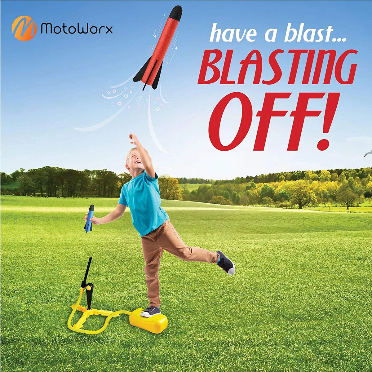6 Colorful Foam Rockets Toy Rocket Launcher with Sturdy Launcher Stand W307699