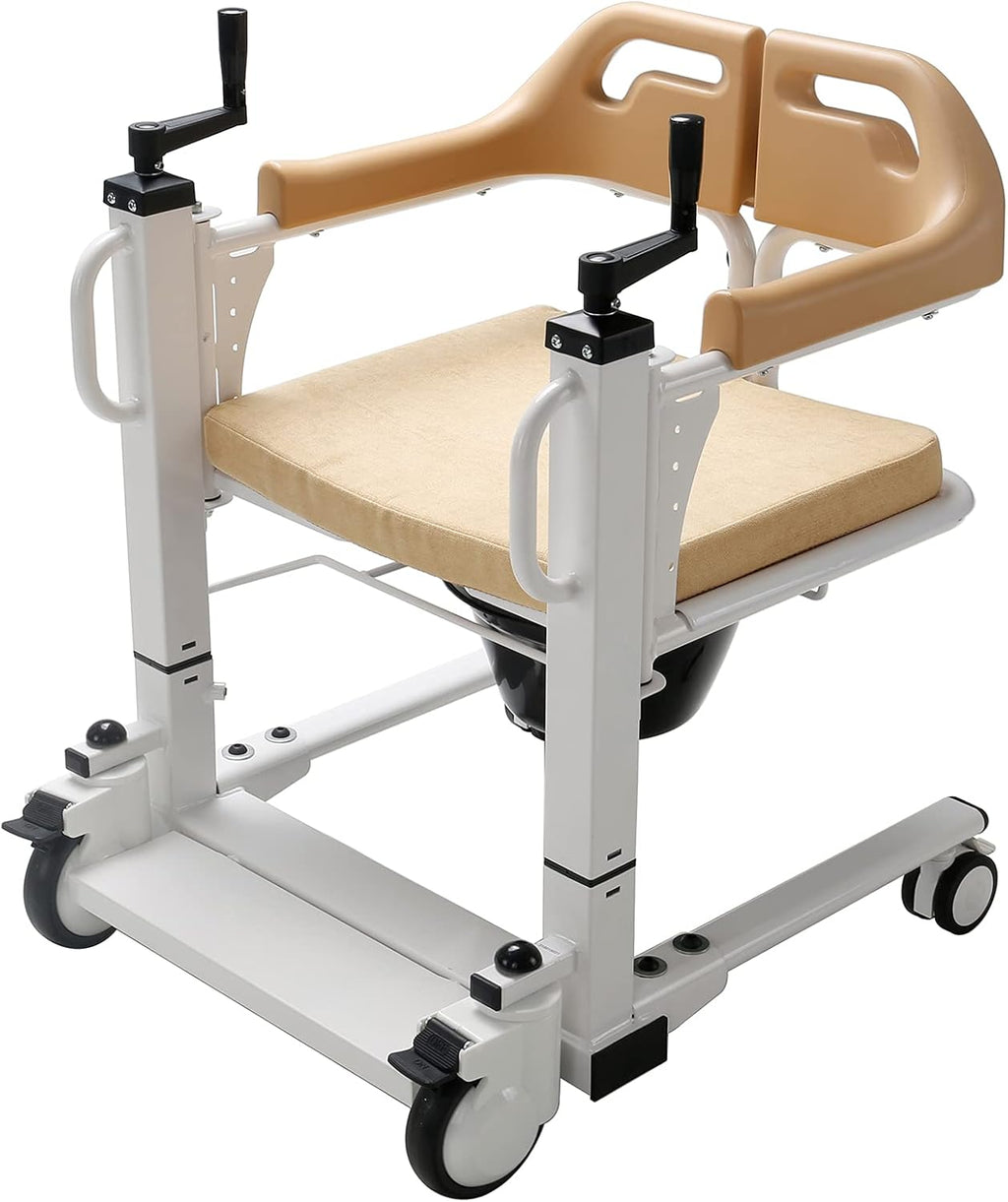 Patient Lift Wheelchair with 180 Split Seat, Bedside Commode D929637