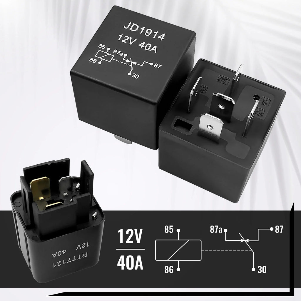 12V 6 Slots Fuse and Relay Box Kit with ATC ATO Blade Fuses and 5pcs 5Pins 40A Relay and 1pcs 4Pin 40A Relay N39577