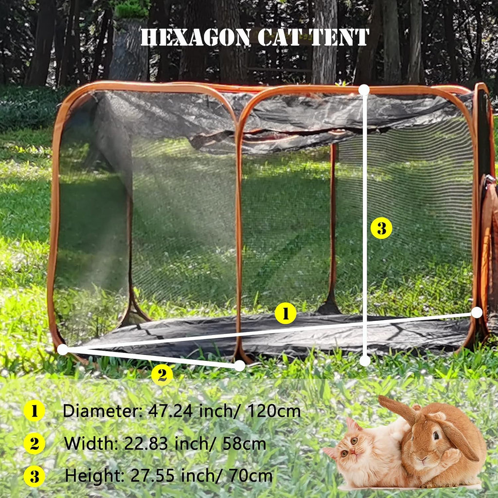 Outdoor Cat Enclosures, 6-in-1 Cat Tent with Cat Tunnel, Cat Playpen for Cats Rabbits Ferrets and Small Animals C698191