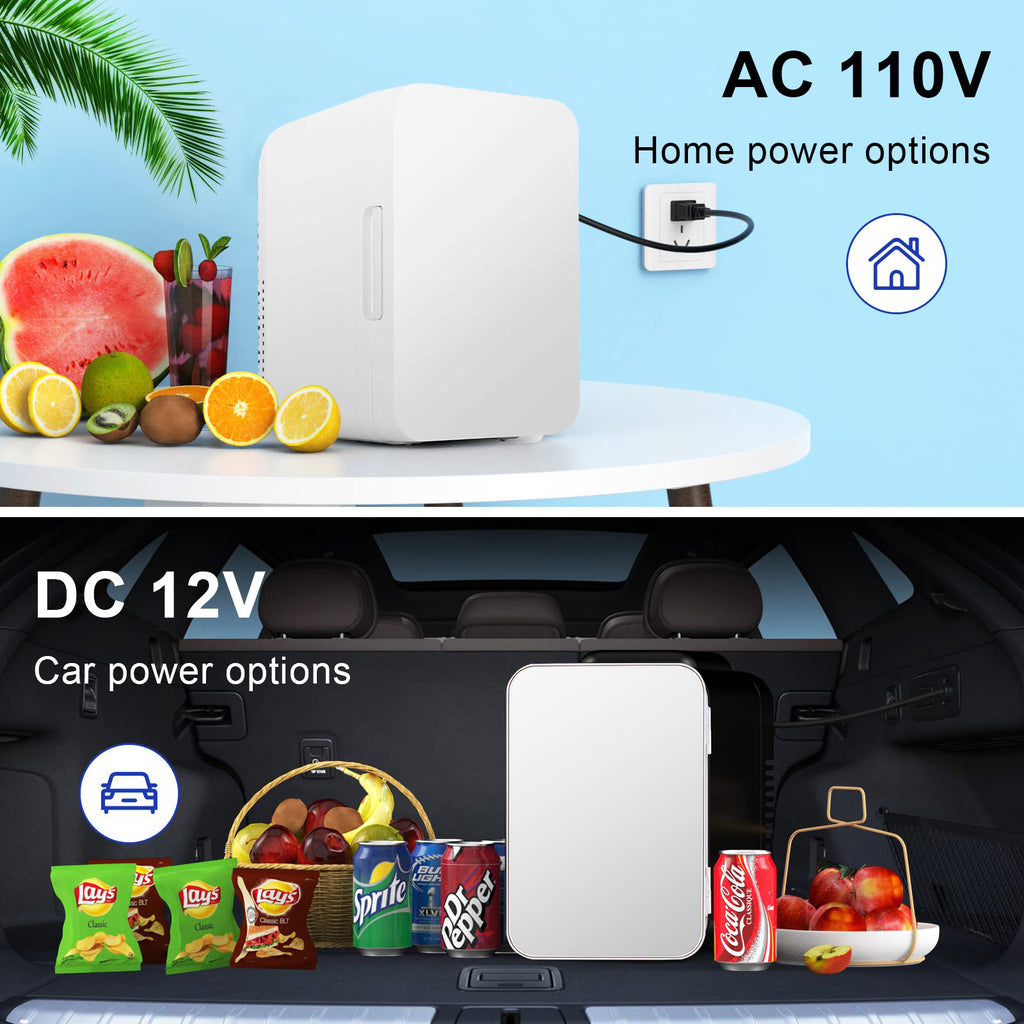 White 8 Liter Portable Cooler and Warmer Mini Refrigerator T592032