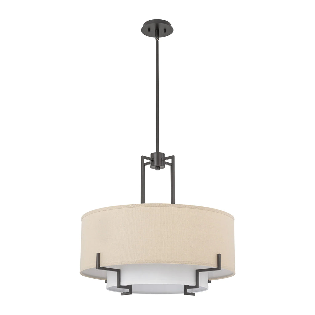 4-Light Dimmable Fabric Drum Shaded Chandelier H3391
