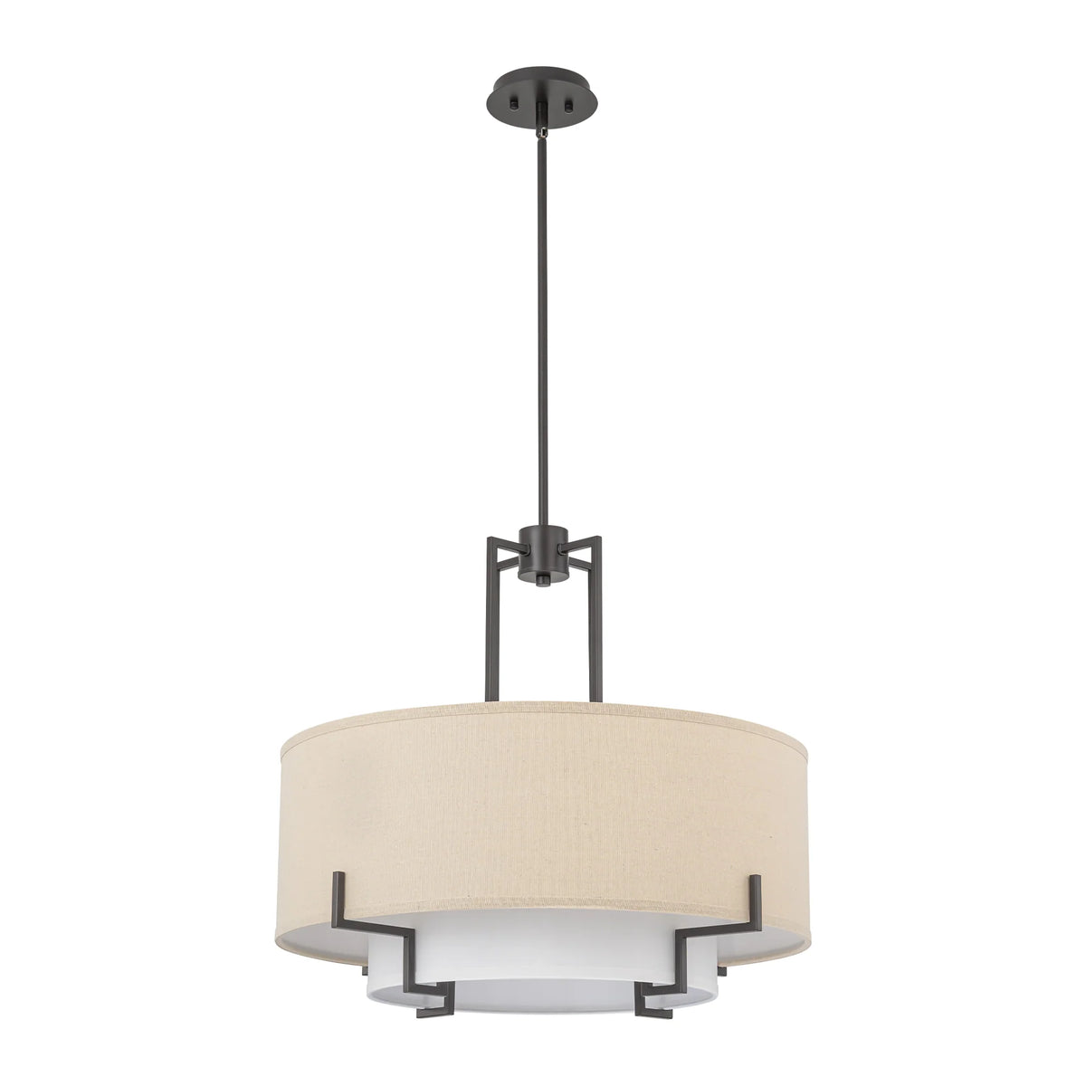 4-Light Dimmable Fabric Drum Shaded Chandelier H3391