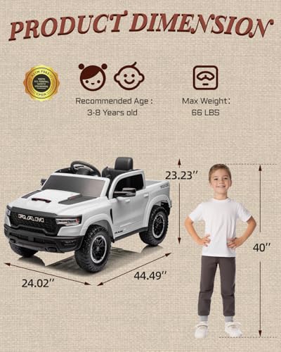 12V Licensed Ram 1500 Ride on Toy with Parent Remote Control (Black) Q92856