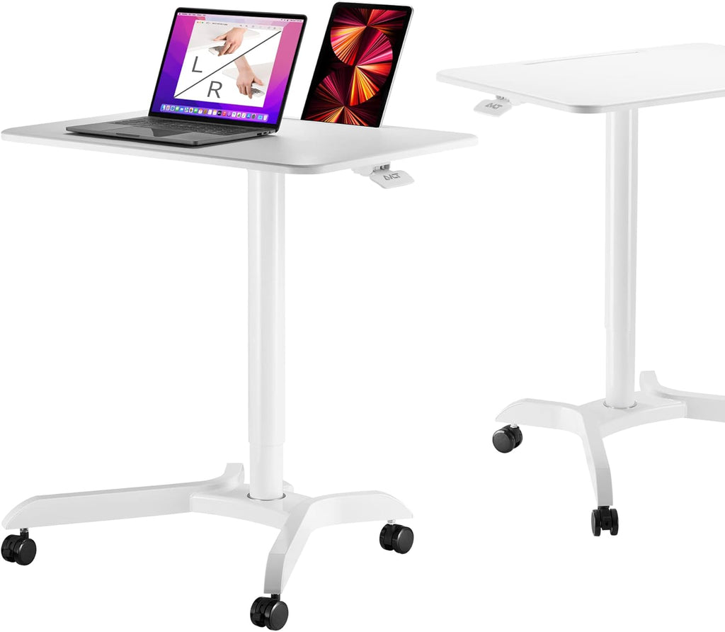 48 Ambidextrous Standing Desk Adjustable Height Rolling Desk with Brake Casters H8525