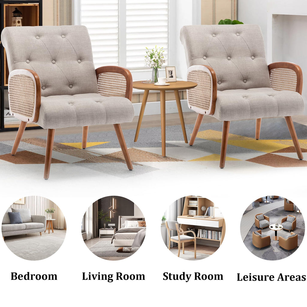 Rattan Accent Chair with Wooden Frame U85118