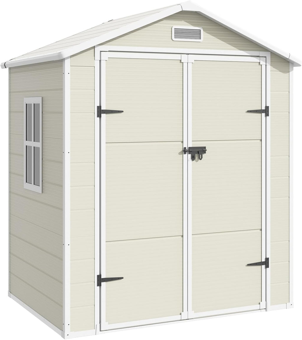 6x4.5 FT Resin Storage Shed with Floor and Lockable Door J63234