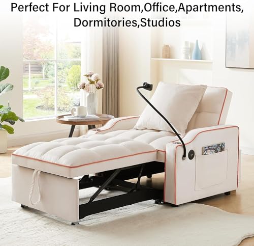 Creamy White 3-in-1 Convertible Sofa Bed M924