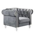 Gray Velvet Fabric Chair T673