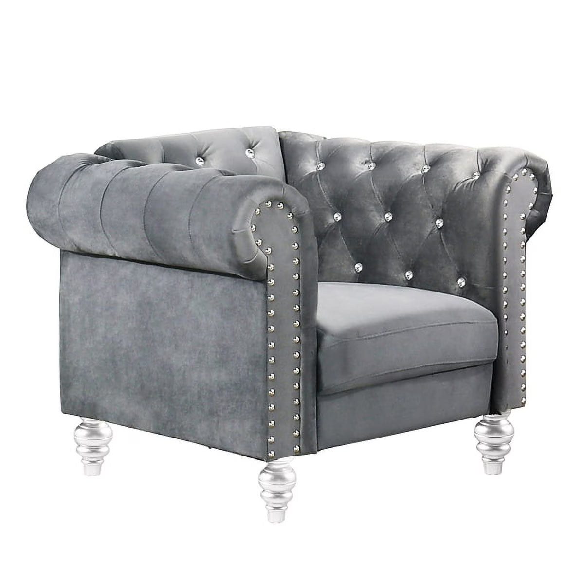 Gray Velvet Fabric Chair T673