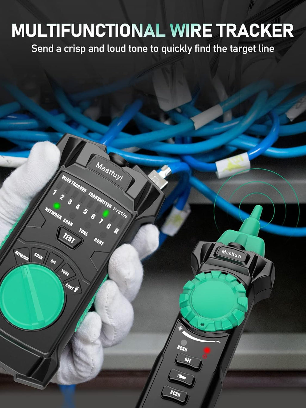 RJ11 RJ45 Network Cable Tester with Earphone, Pack of 2 C3911