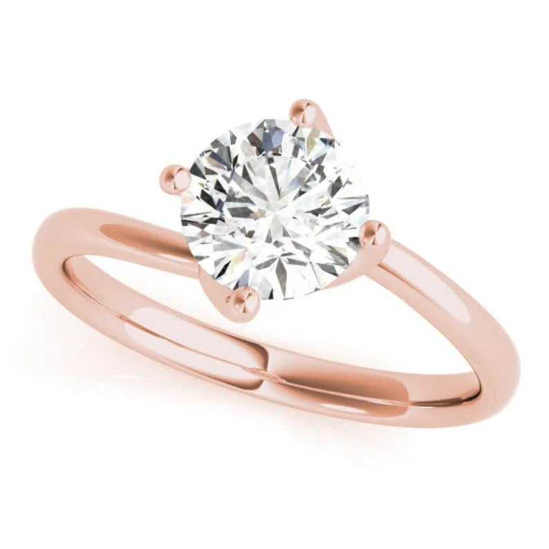 14K Rose Gold Solitaire Round Moissanite Engagement Ring Y1337