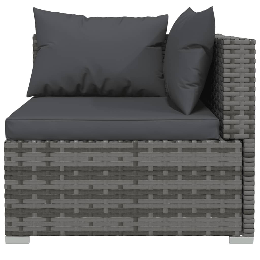 3 Piece Gray Poly Rattan Corner Sofa Set with Cushions X5815