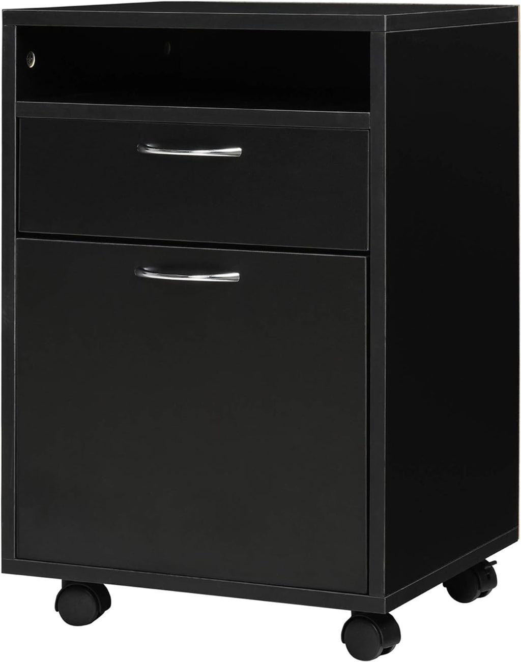 White Mobile File Cabinet with Lockable Drawer J991