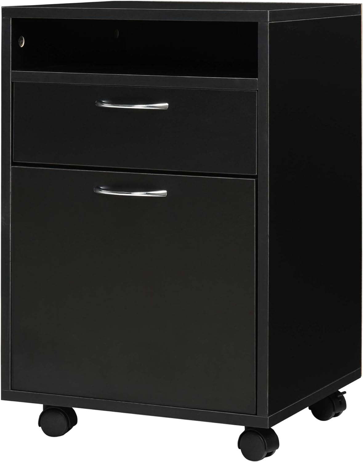 White Mobile File Cabinet with Lockable Drawer J991