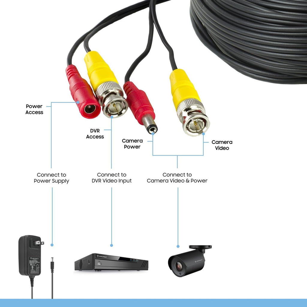 100 Feet Pre-Made Siamese BNC CCTV Security Camera Cable with Two Female Connectors I472487