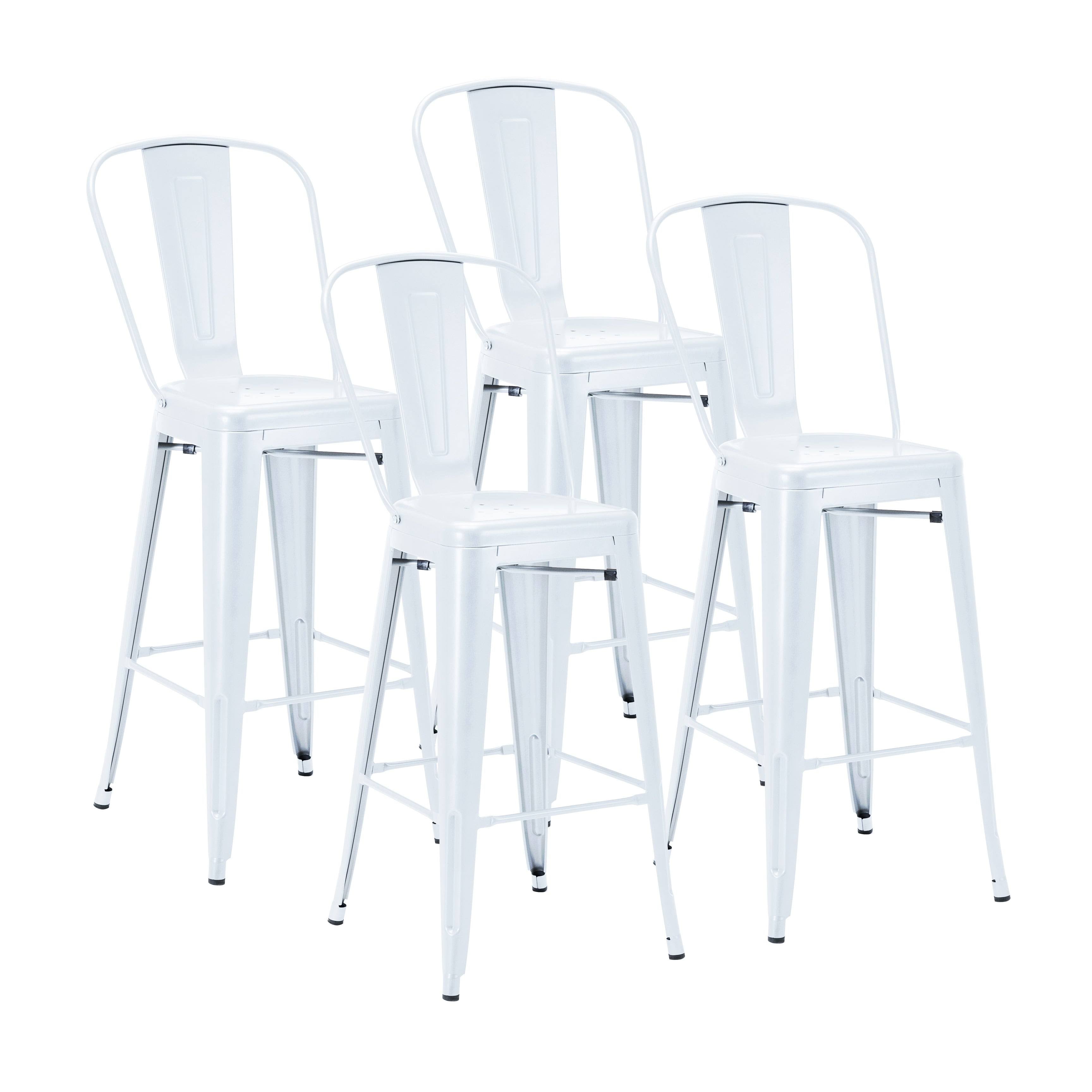 White Metal Bar Stools (Set of 4) L717