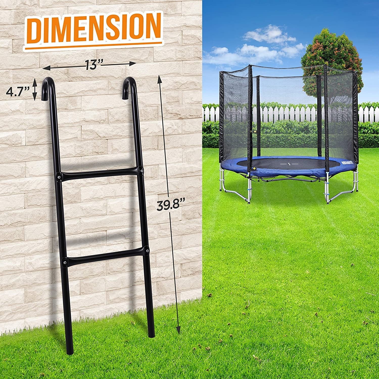 2 Step Galvanized Steel Trampoline Climbing Ladder M37605