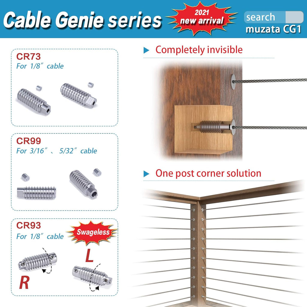 T316 Stainless Steel Cable Railing Kit Hardware Terminal End Fitting F9236